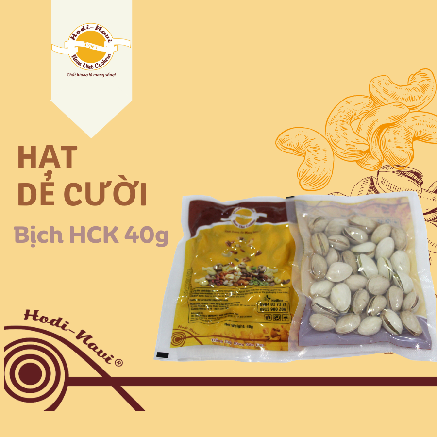  Hạt dẻ cười TÚI HCK 40G HODINAVI giòn mới tẩm gia vị nhẹ vừa ăn quà tặng dinh dưỡng 