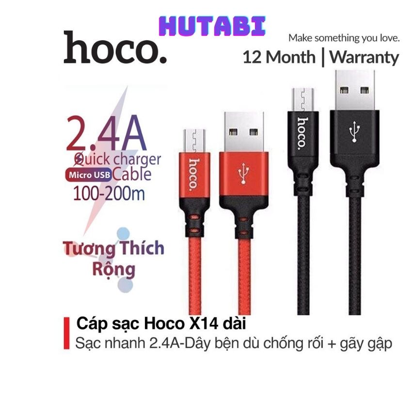 HOCO  DÂY SẠC DÂY DÙ CỔNG SẠC MICRO USB HOCO X14 - HĐH ANDROID Hungzadung_hutabi