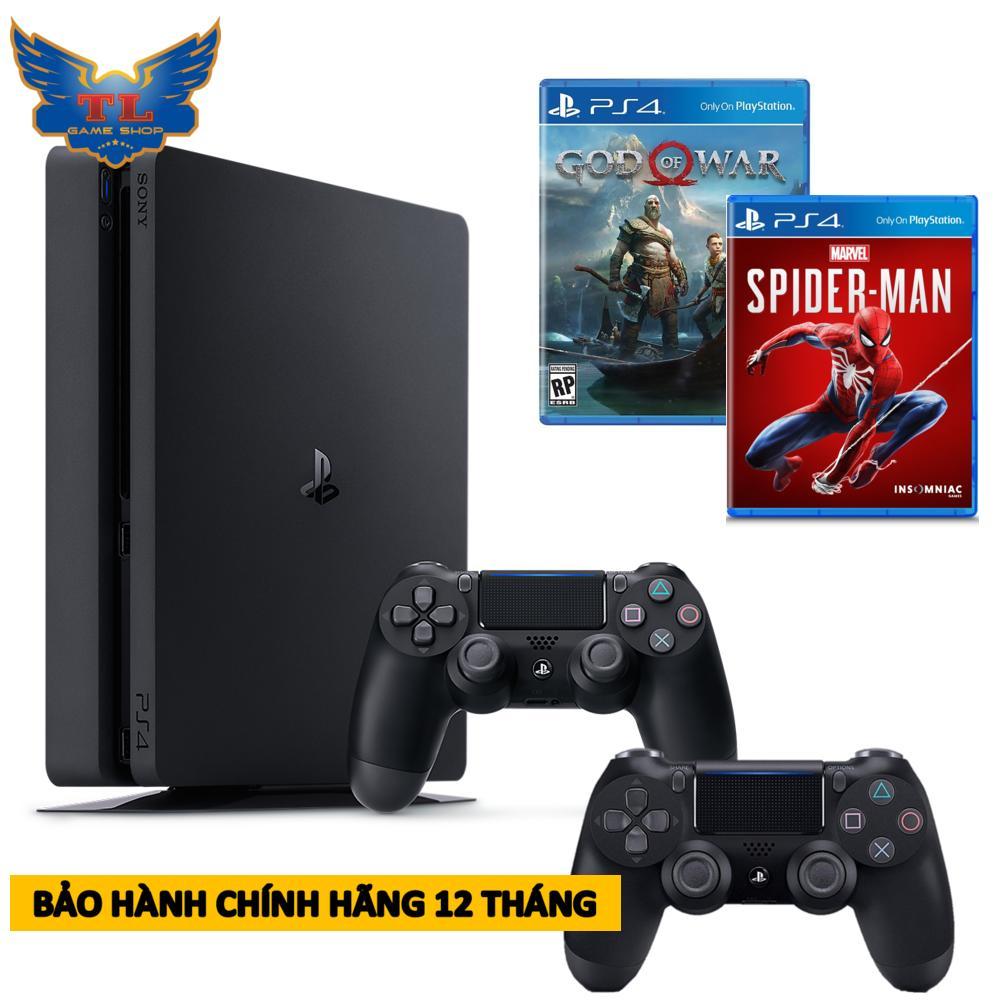 [TRẢ GÓP 0%] Máy Chơi Game Playstation PS4 slim 1TB + Kèm 2 Tay Cầm + 2 Game Spiderman & God Of War - Hãng Phân Phối Chính Thức