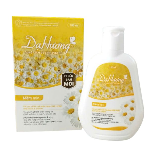 Dung Dịch Vệ Sinh Phụ Nữ Dạ Hương mềm mịn (Chiết xuất Cúc La Mã, Vitamin B5) 100ml - màu vàng