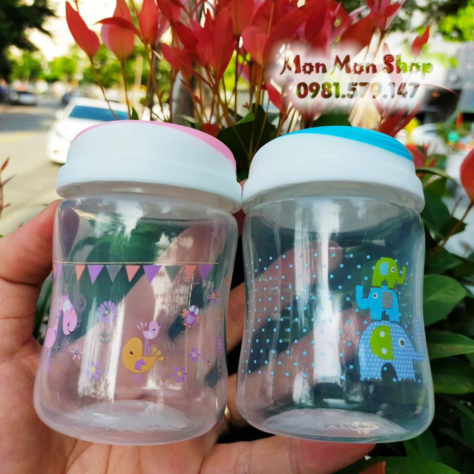 Bình trữ sữa/ bình đựng sữa cổ rộng UPASS 150ml có thể gắn thêm núm ti (tương thích Pigeon, Lansinoh)