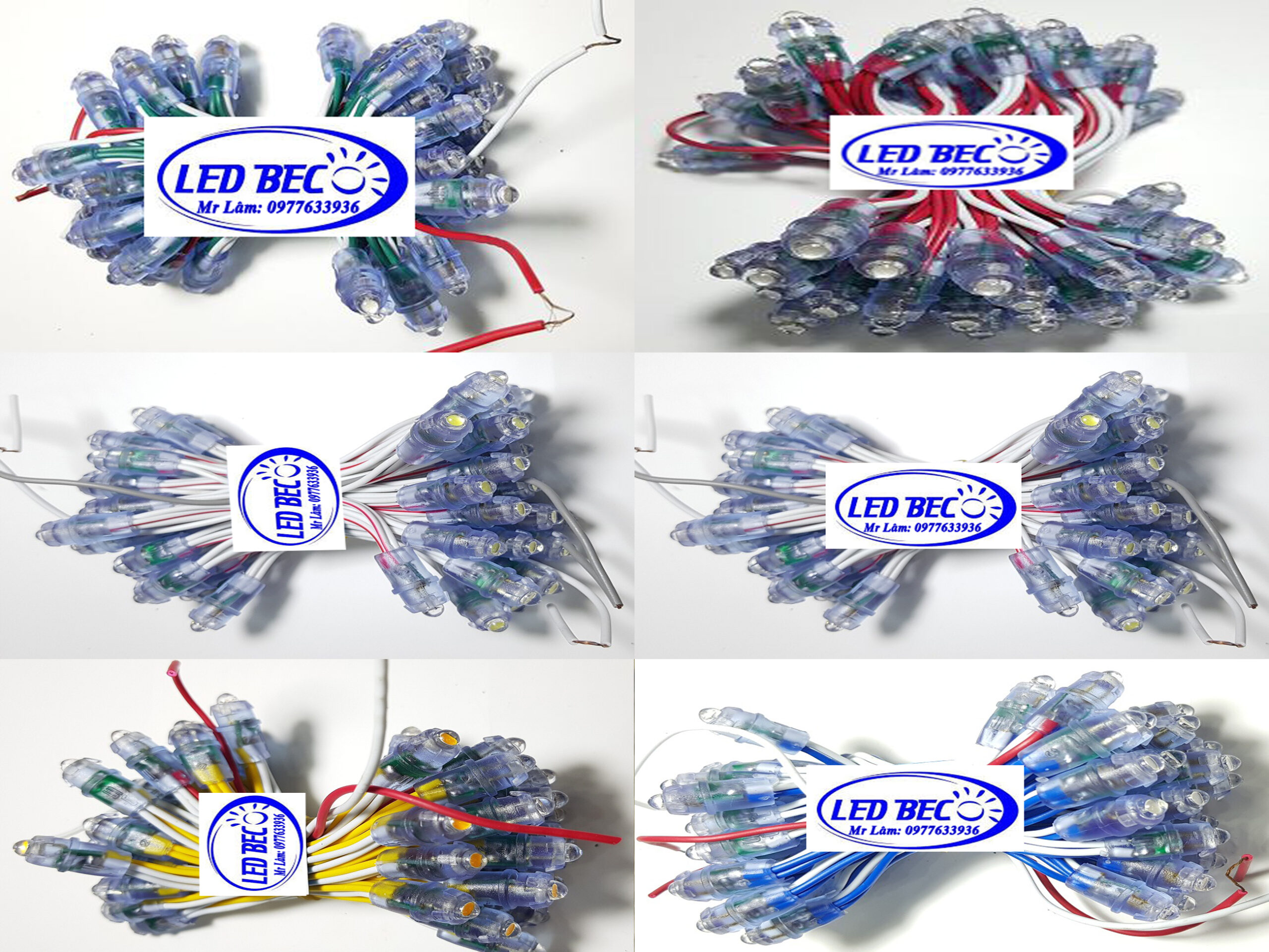 [24K/1dây/50 bóng] LED ĐÚC PHI 5 ĐẾ 8MM JX - LEDBECO