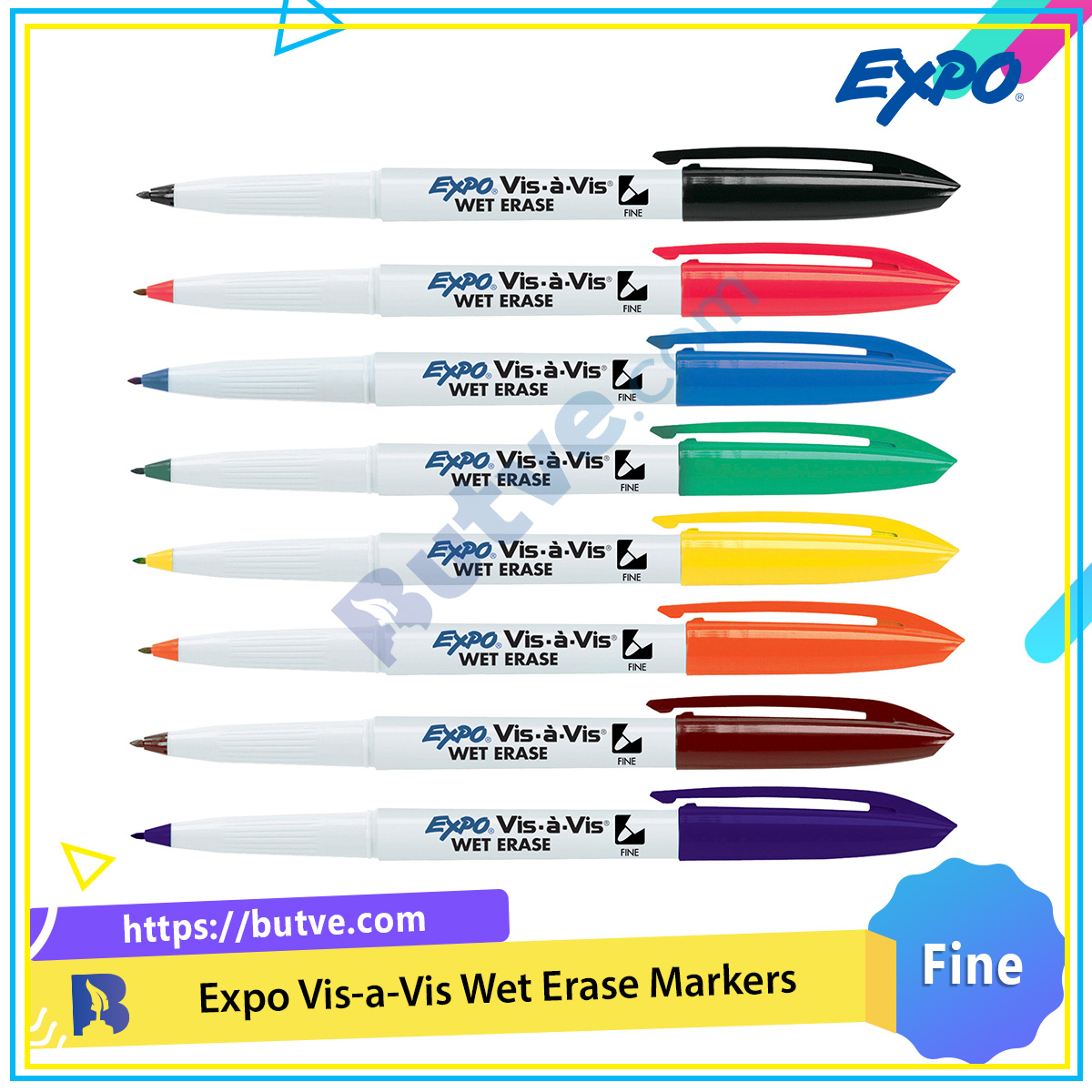 [HCM]Bút lông viết bảng ngòi cứng Expo Vis-a-Vis Wet Erase Fine Markers (Cây lẻ)