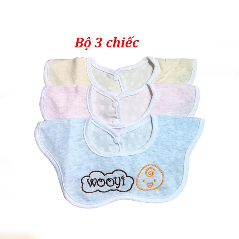 Yếm ăn cotton sợi tre hình hoa ăn dặm cho bé. Set 3 cái
