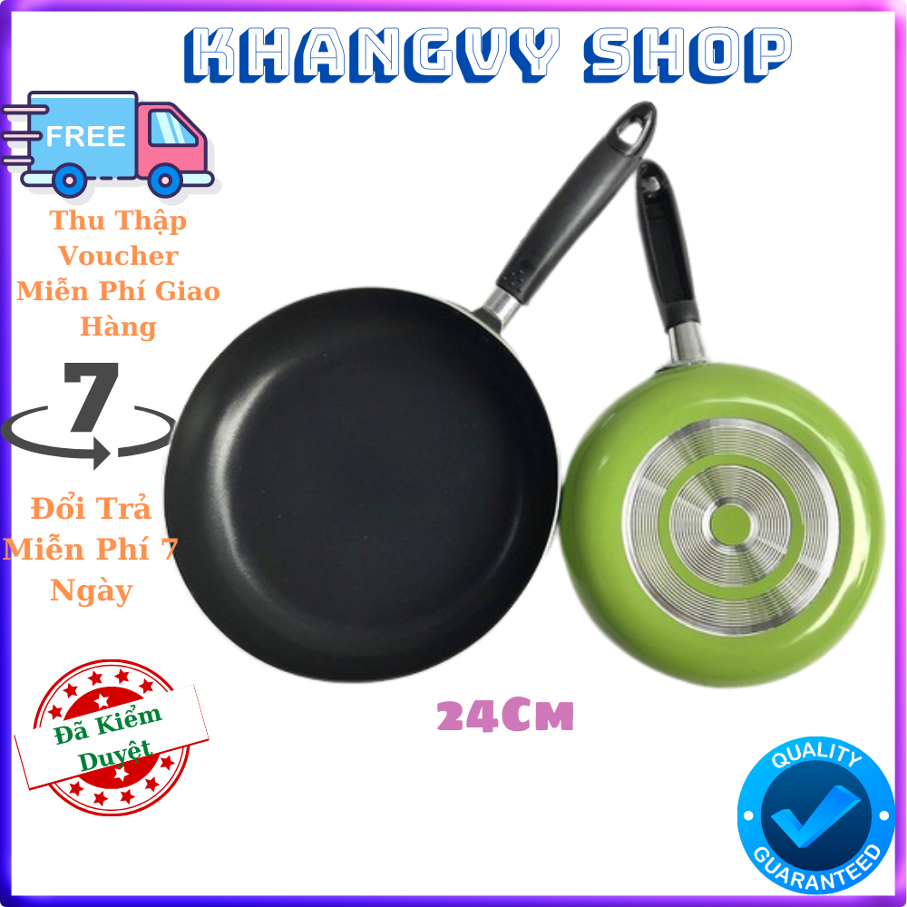 Chảo chống Dính 1 quai 24cm - Chất lượng chống dính đạt chuẩn Quốc tế- Chất liệu làm từ hợp kim nhôm cao cấp dễ dàng bắt nhiệt và có thể sử dụng được bế từ.