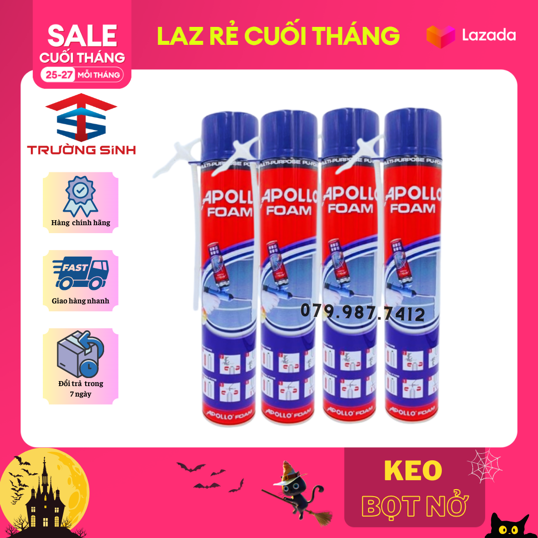 Keo bọt nở Apollo Foam 750ml + vòi xịt