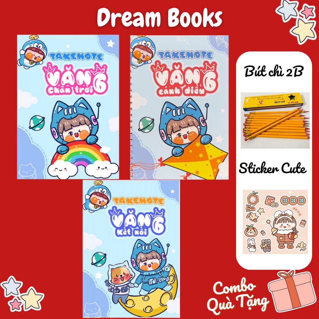 Sách-Sổ Takenote Văn 6 tổng hợp kiến thức Kết Nối, Cánh Diều, Chân Trời trang trí sticker dễ hiểu