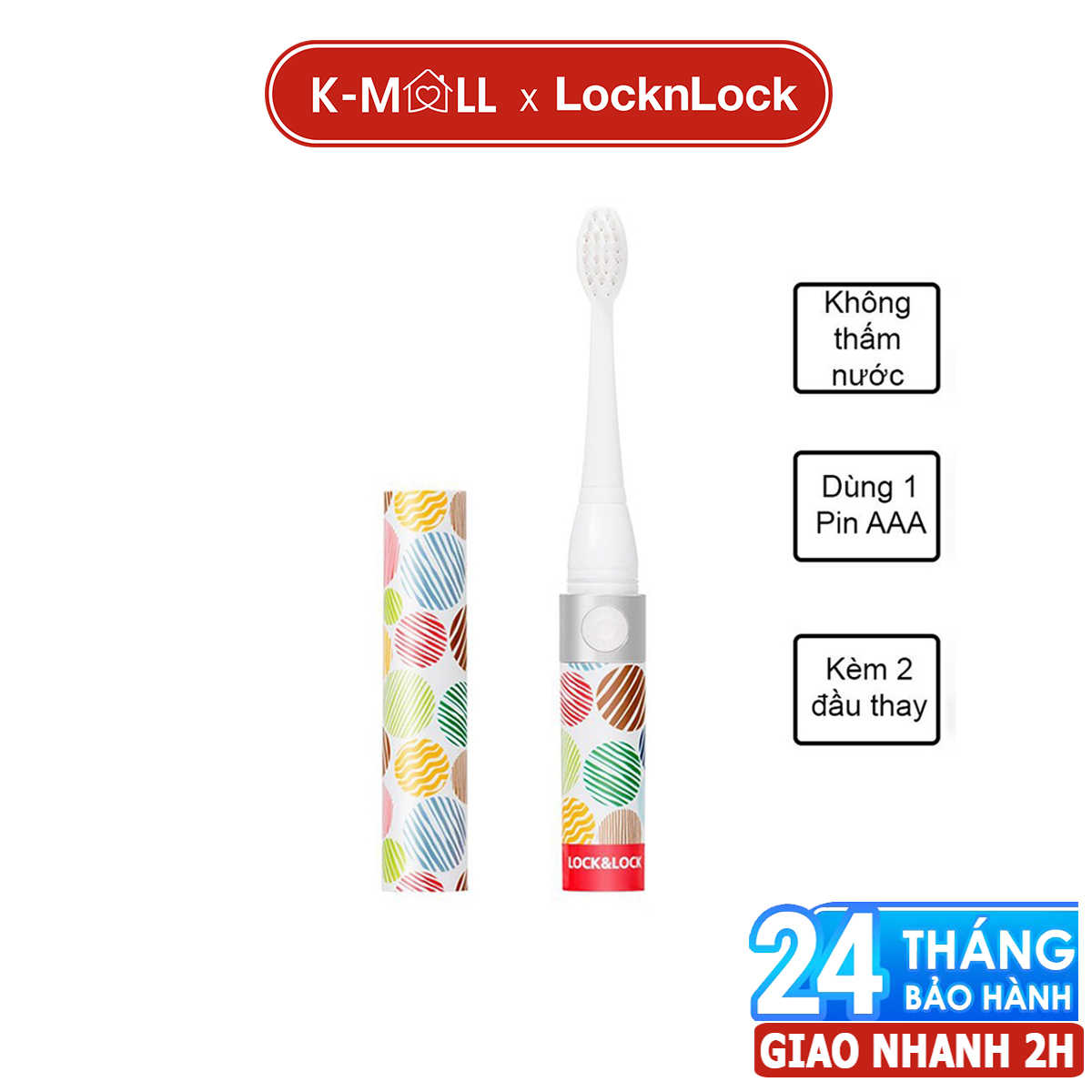 Bàn chải đánh răng điện locknlock dùng pin aaa không thấm nước, trẻ em dùng được enr236 - k-mall