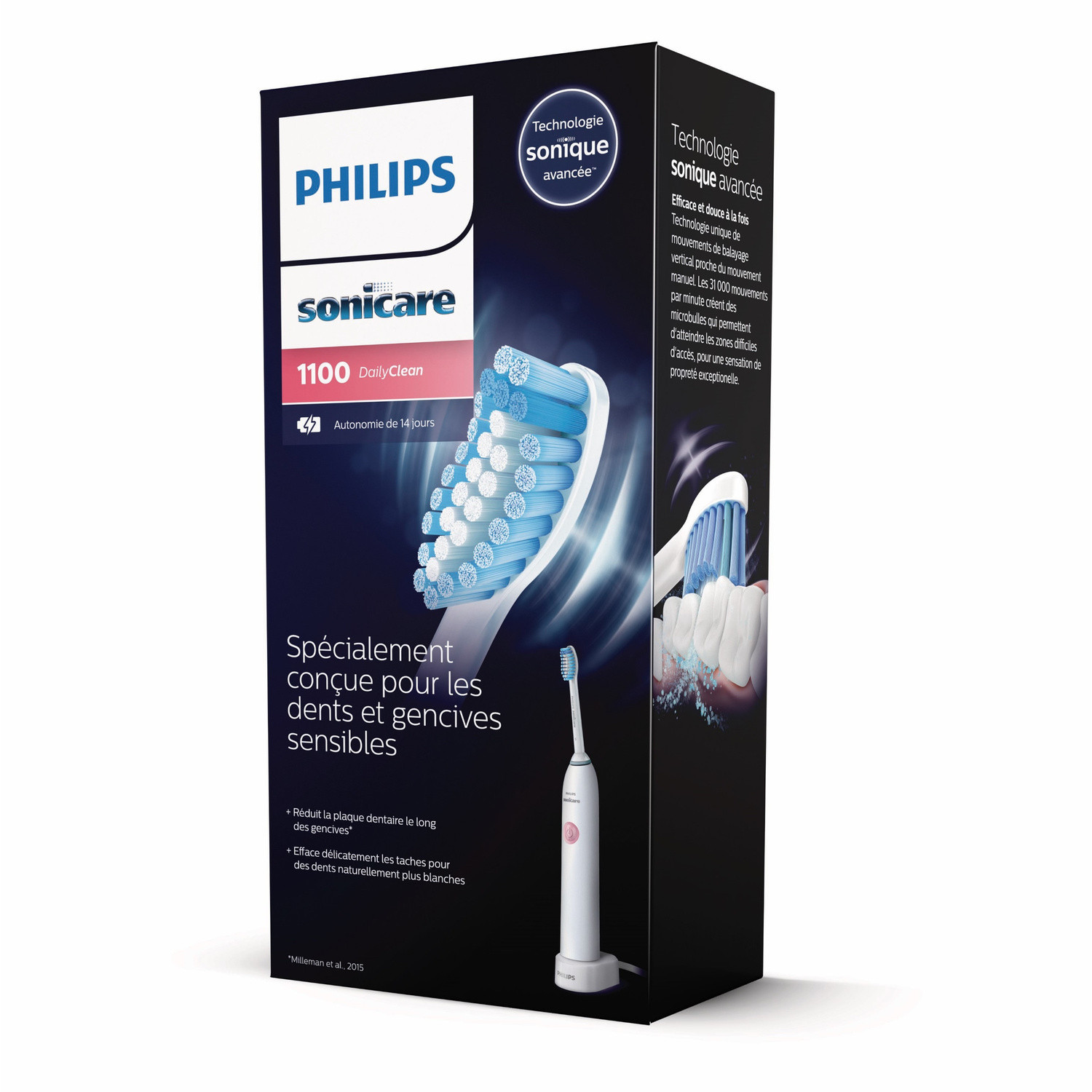Bàn chải điện philips sonicare daily clean 1100 - trắng / white hx3412/06