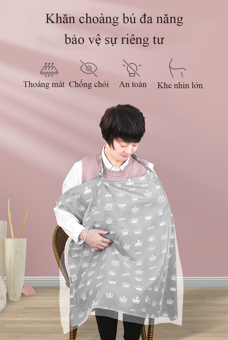 [HCM][Loại TỐT] Áo che bé bú áo choàng cho bé bú có 2 lớp cotton và mùng che chống côn trùng