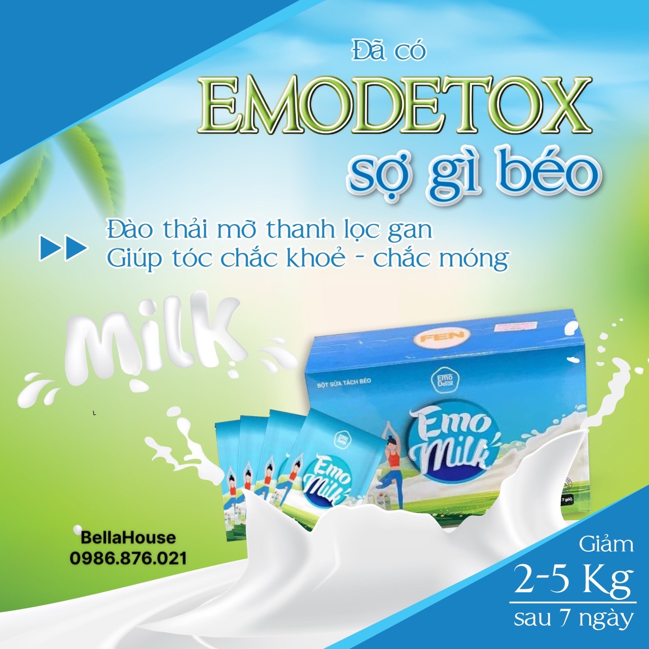 Giảm cân nhanh sữa emos giam 2 - 3 kí trong 7 ngày