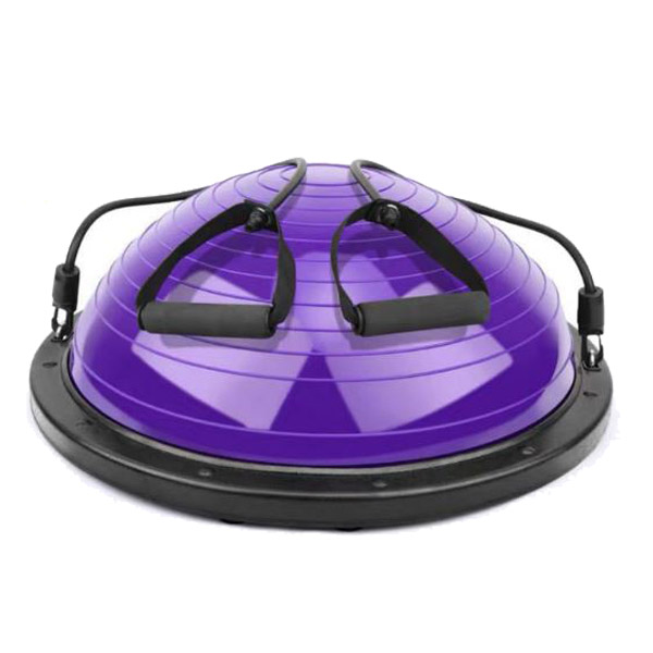 Bóng Tập Yoga Thăng Bằng Bosu Trơn Đường Kính 58cm Nặng 6kg + Tặng Kèm 2 Dây Kéo Tay Và Bơm Bóng