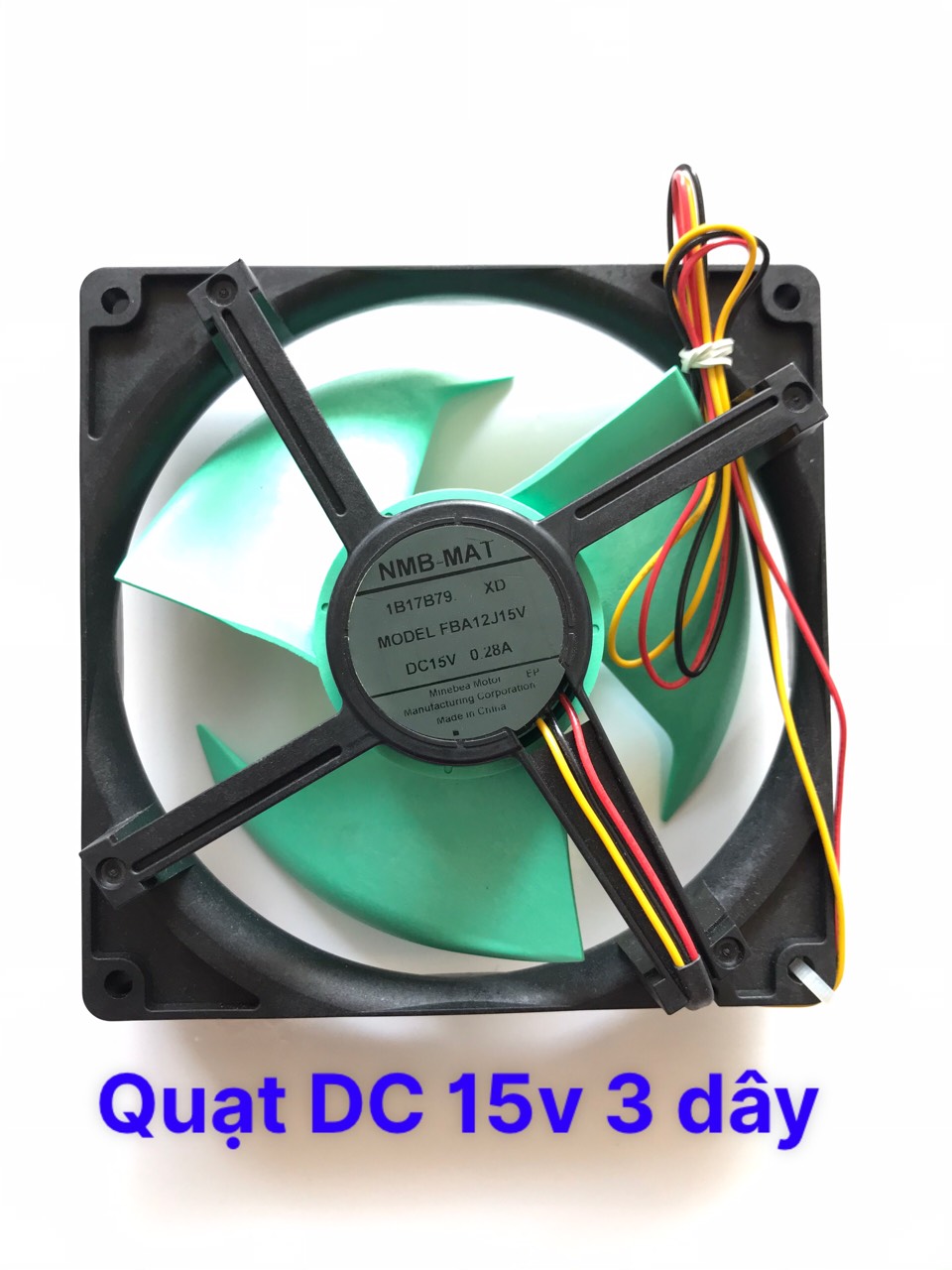 QUẠT TỦ LẠNH 15V, 3 DÂY, 0.28A, 12.5x12.5CM PHƯỚC MÃI