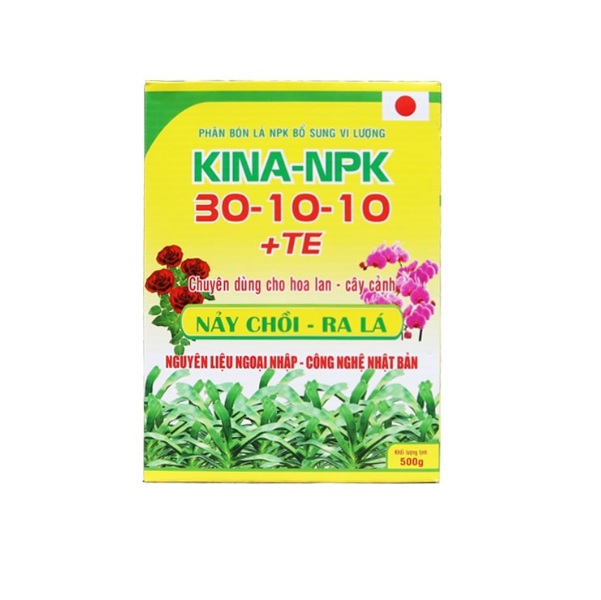 Phân bón lá kina npk 30-10-10+te chuyên dùng cho hoa lan và cây cảnh giúp nảy chồi ra lá hộp 500g | phởms market