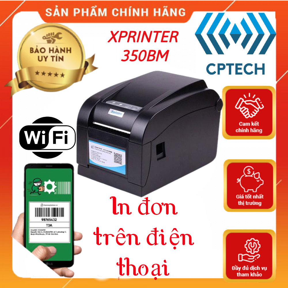 Máy in xprinter xp 350bm in đơn hàng toptop, shoppi, ghtk... bằng điện thoại qua wifi, in tem nhãn và phiếu giao hàng.