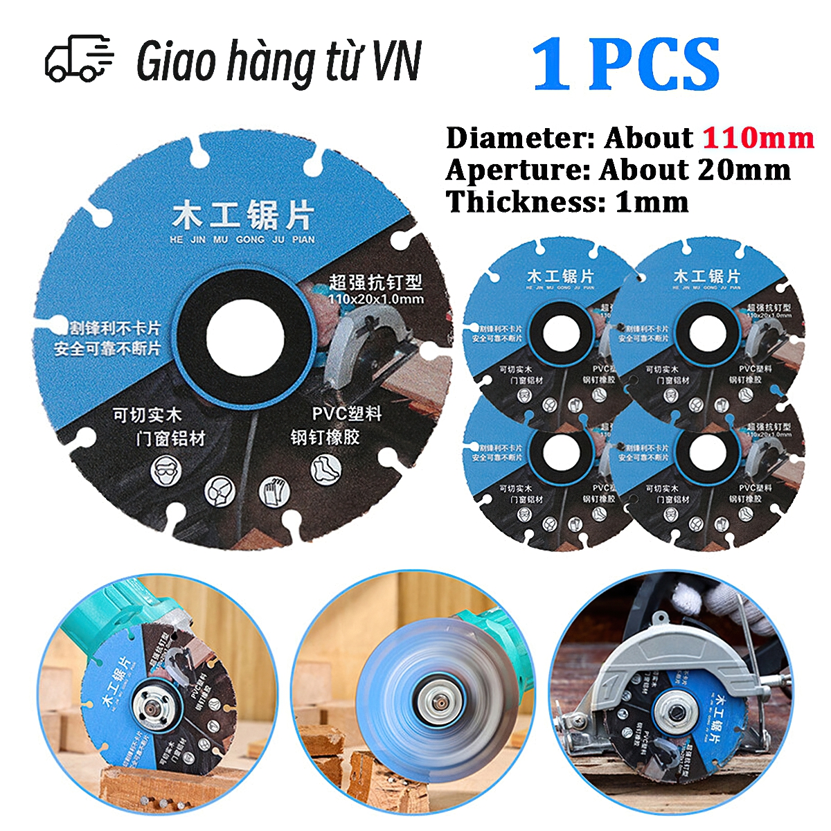 Đĩa cắt gỗ, pvc chuyên dụng bằng hợp kim, lưỡi cắt gỗ 110mm