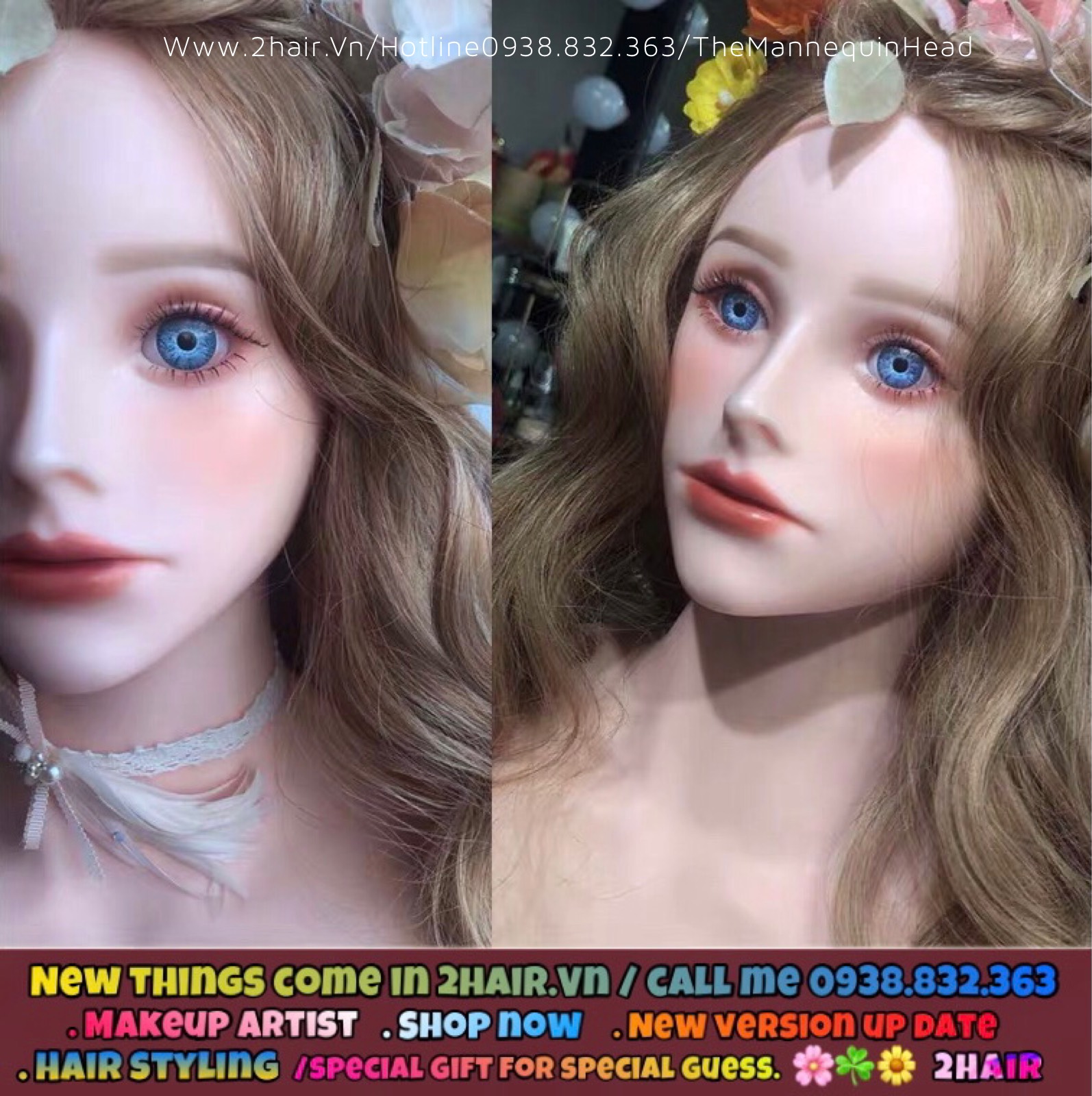 [HCM]ĐẦU MANOCANH CÓ VAI (CHỊU NHIỆT) HỌC MAKEUP & TẠO KIỂU 2020