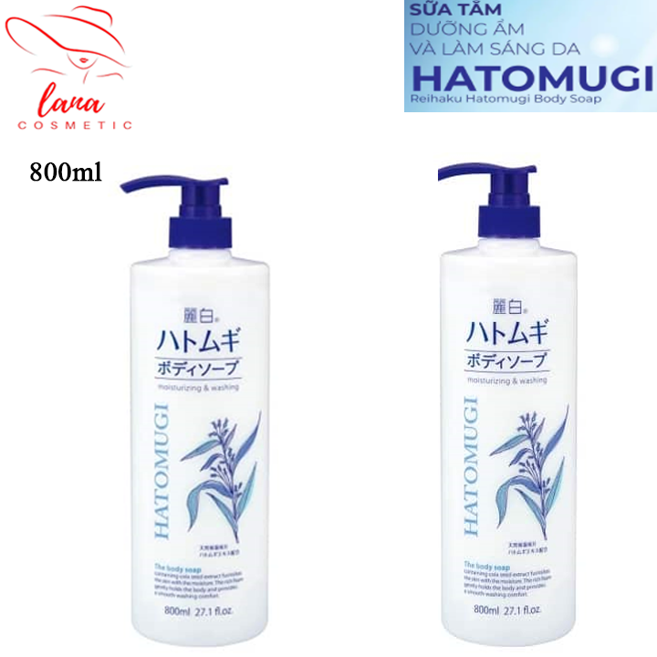 Sữa Tắm Trắng Da Hatomugi Nhật Bản 800ml, Dưỡng ẩm mịn màng từ hạt ý dĩ