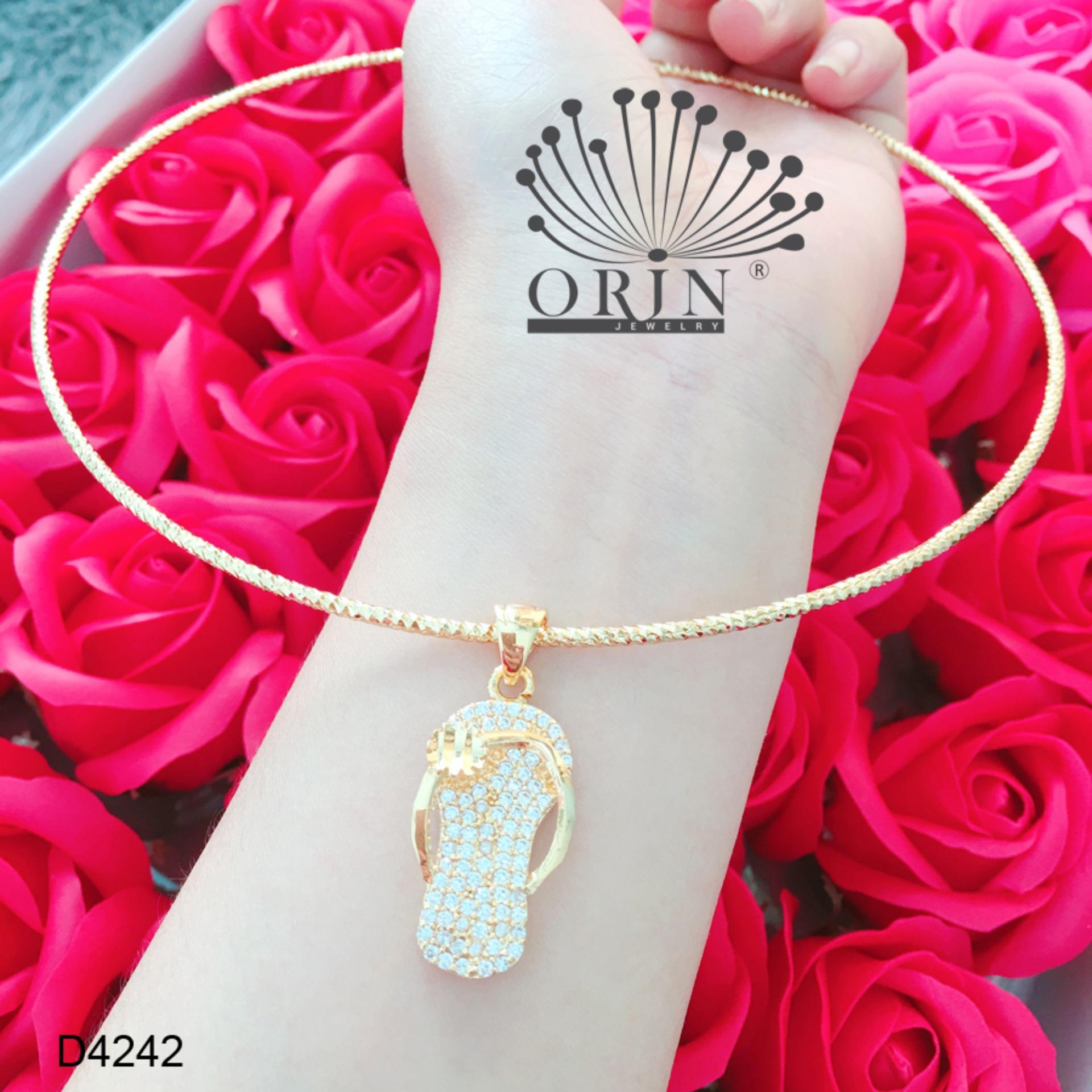 Kiềng cổ dạng nhuyễn bền màu mặt chiếc dép đính đá thiết kế thời thượng Orin D4242