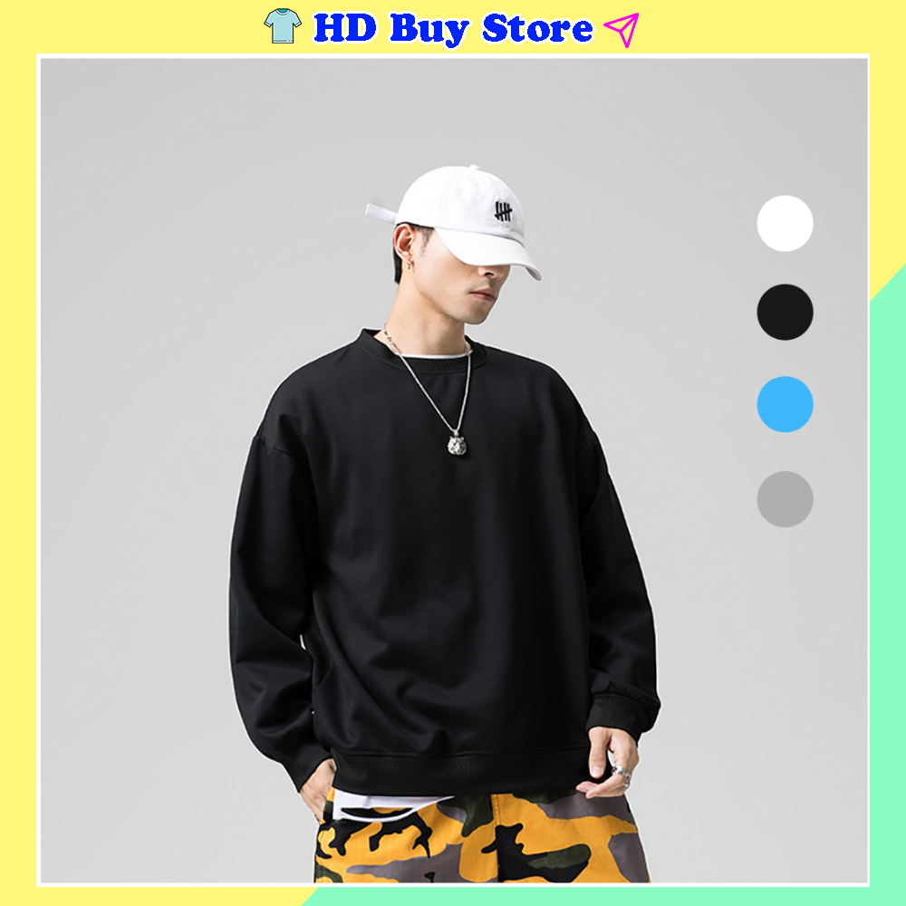 Áo Sweater nam nữ cổ tròn trơn basic thời trang phong cách Hàn Quốc - áo nỉ sweater unisex chất liệu nỉ bông mềm mại ấm áp