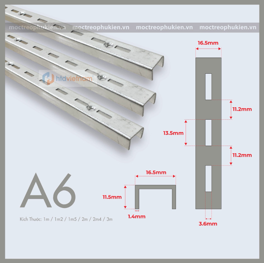 Thanh ray a6 gắn tường làm giá kệ đỡ