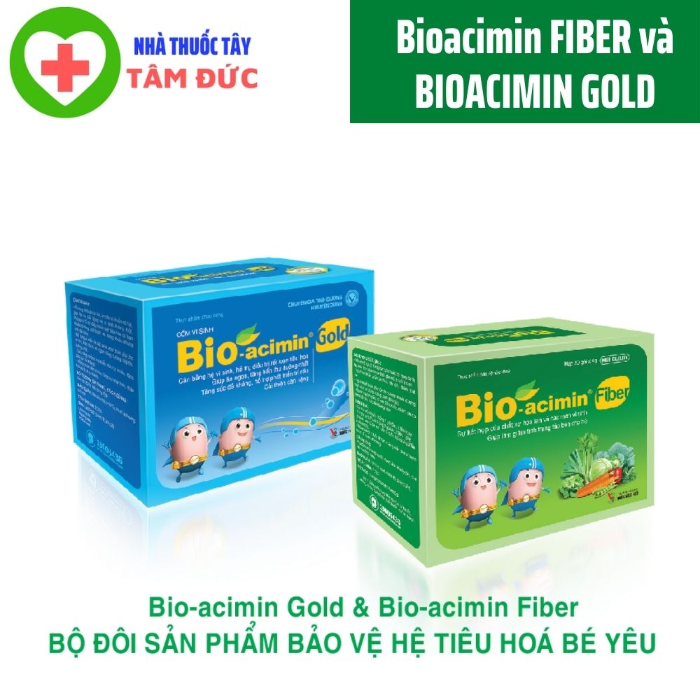 Bioacimin FIBER và BIOACIMIN GOLD tăng hấp thu giảm táo bón cho trẻ hộp 30
