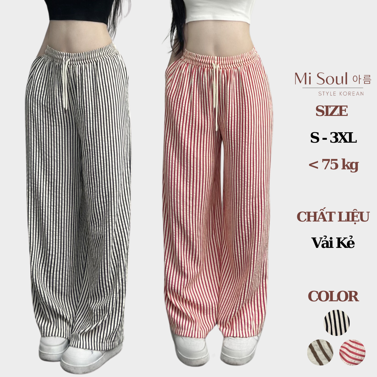Quần Suông Kẻ Nữ Ống Rộng BigSize MiSoul, Quần Kẻ Form Rộng 269