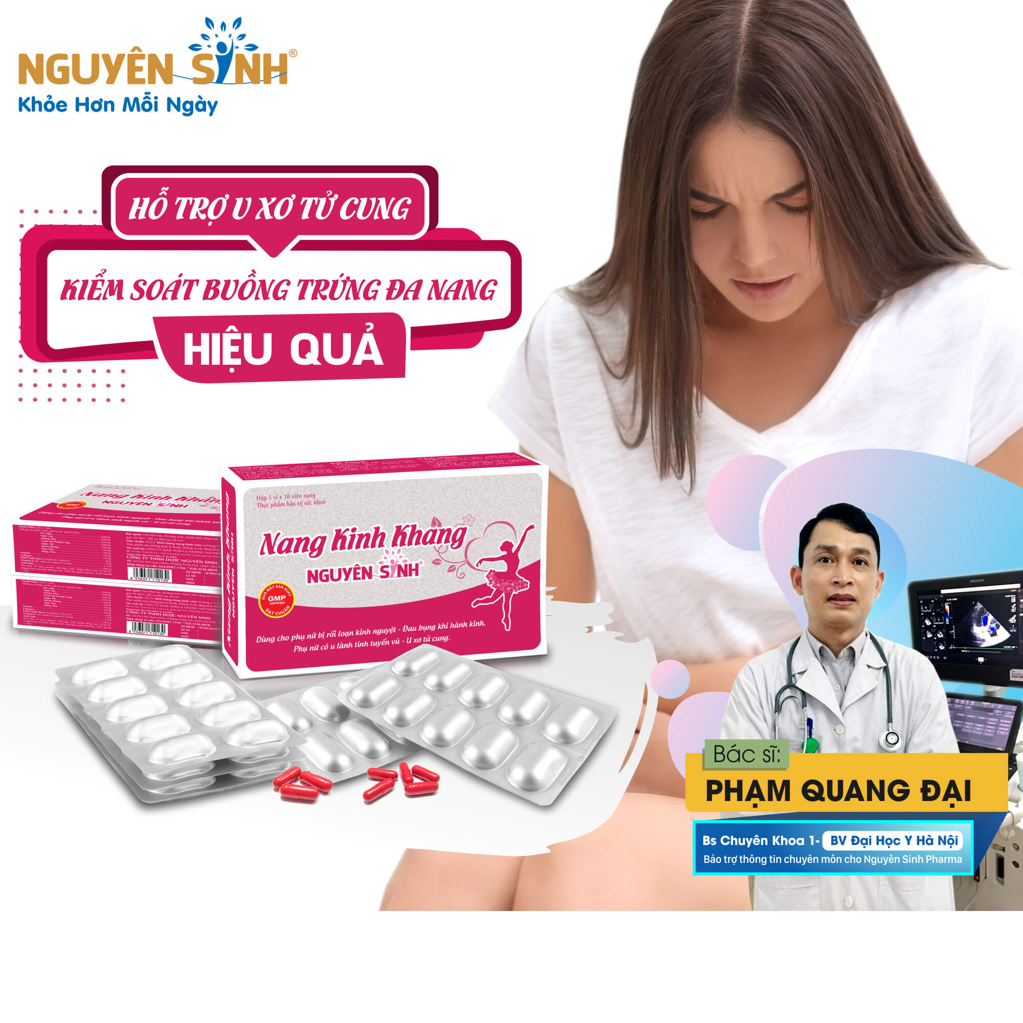 2 hộp Nang Kinh Khang Nguyên Sinh, thực phẩm chức năng cho người bị rối loạn kinh nguyệt, giúp cân bằng nội tiết tố nữ, mang lại sức khỏe và sắc đẹp rạng ngời DNS-NKK02