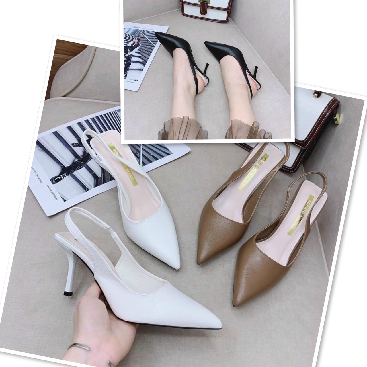 Giày cao gót trơn 7cm dáng công sở da siêu mêm. Hàng cao câp giá lẻ như sỉ.