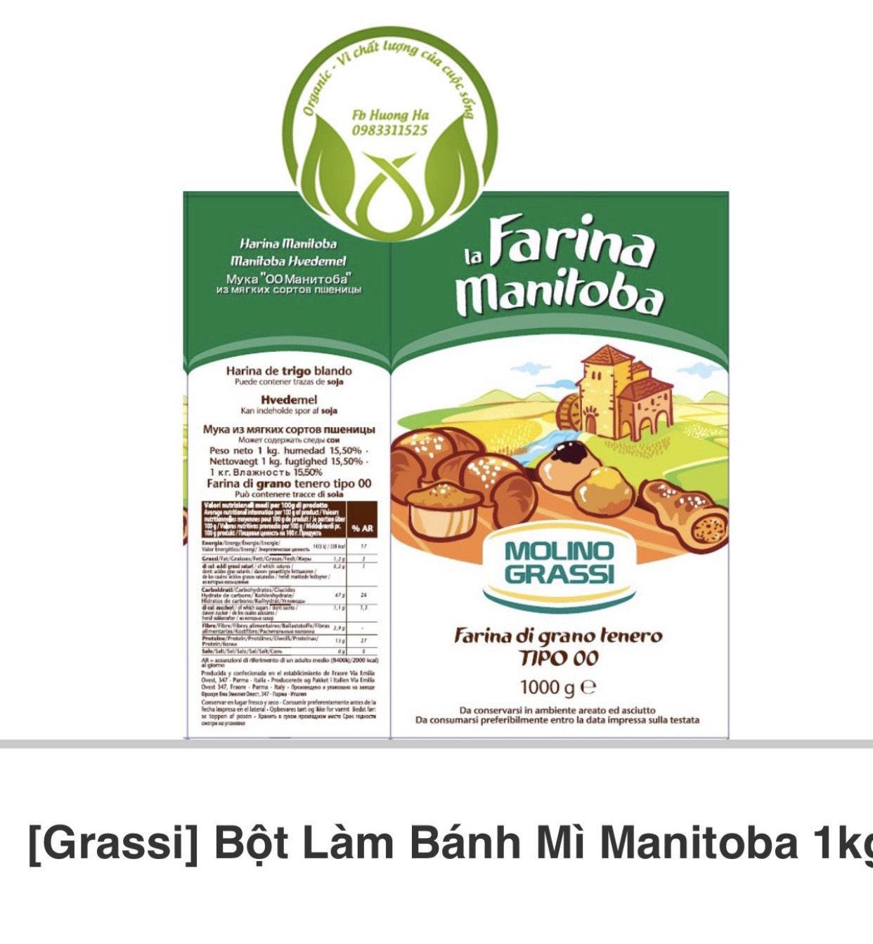 Bột làm bánh mì Manitoba 1kg Tipo 00 Bread flour