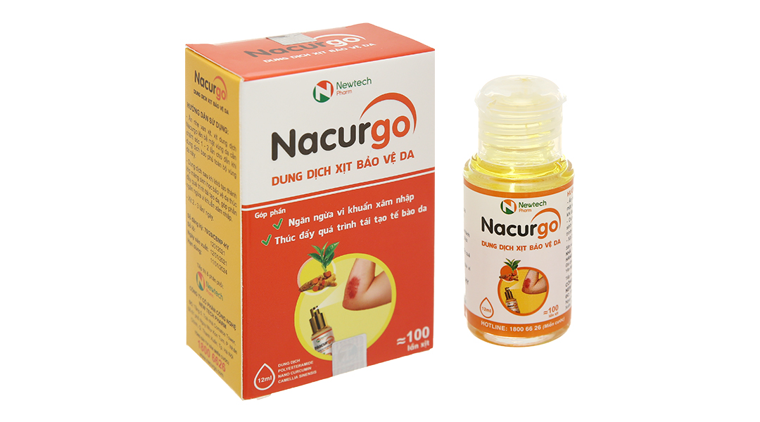 Dung dịch xịt Nacurgo kháng khuẩn, tái tạo da chai 12ml