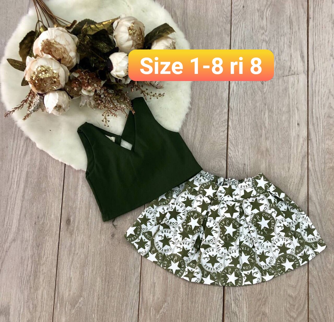 Set váy bé gái croptop sang chảnh, Mua đồ đẹp cho bé gái ở đâu, set váy cho bé 8-23kg