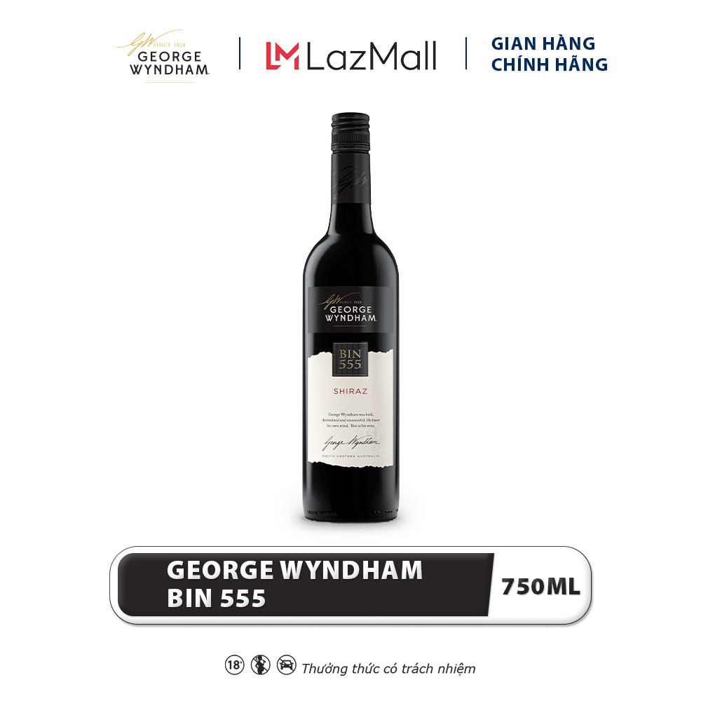 Rượu Vang Đỏ George Wyndham Bin 555 Shiraz nồng độ Alc 14.0% 750ml Không Kèm Hộp