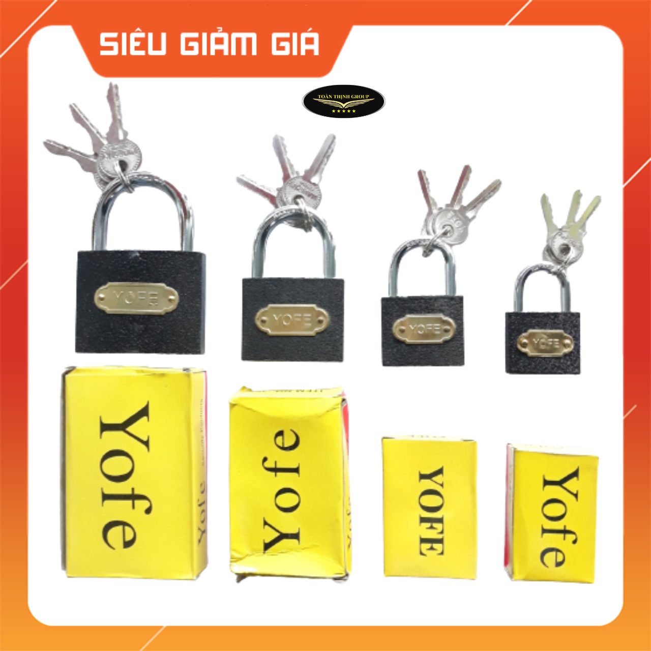 Ổ khóa tri đen bấm hiệu yofe 3 chìa, khóa cửa nhỏ gọn đủ kích cỡ 32mm, 38mm, 50mm, 63mm, rẻ bền đẹp