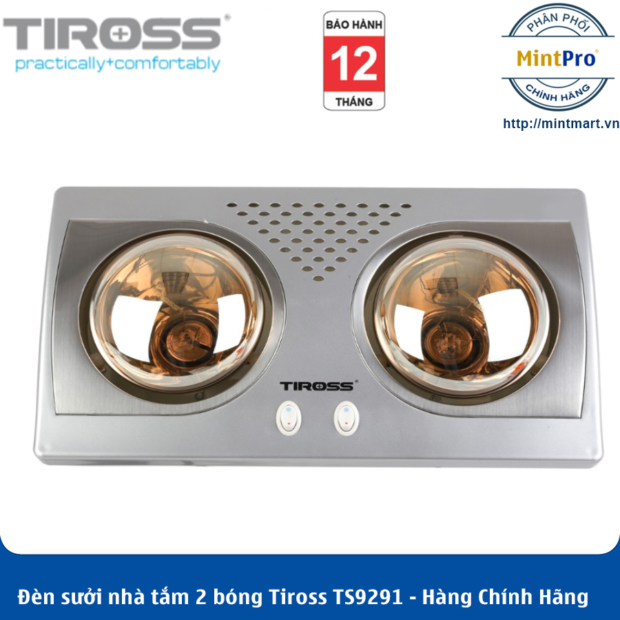 Đèn sưởi nhà tắm 2 bóng tiross ts9291 - hàng chính hãng
