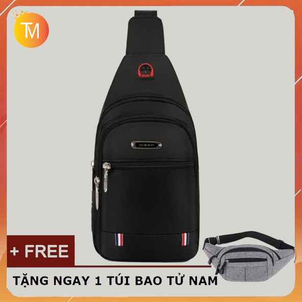 Túi đeo chéo nam vải Canvas phong cách Hàn Quốc tặng kèm Túi bao tử nam/ Túi chéo nam Hàn Quốc