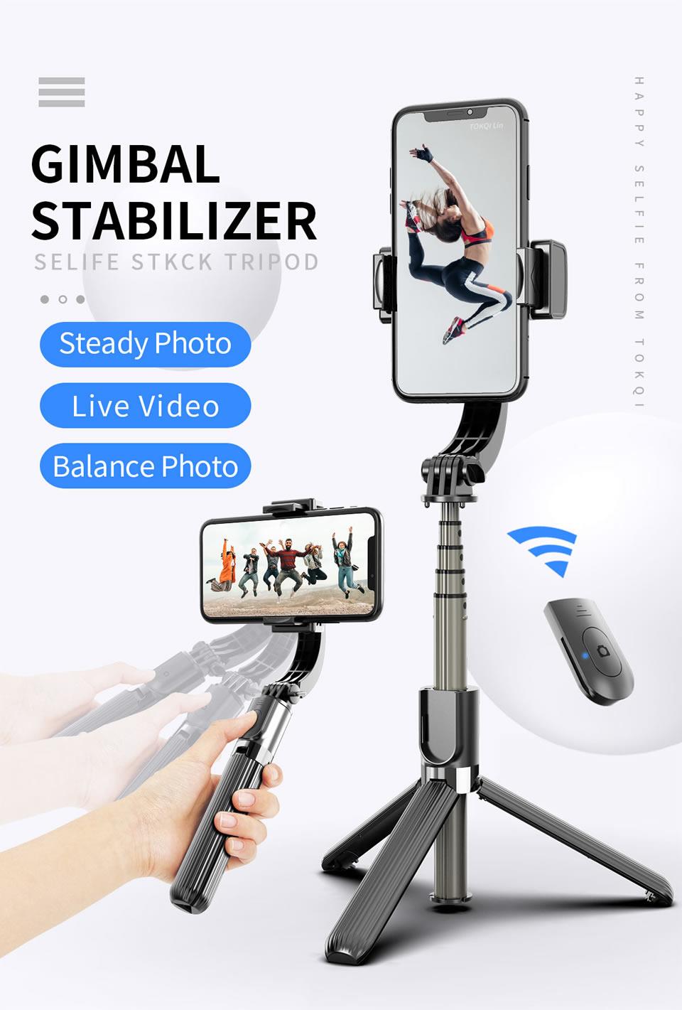 Gimbal Stabilizer L08 (Đen) - Tay Cầm ổn định, Chống Rung Cho Điện Thoại Mới 100% hỗ trợ quay Video Youtube Vlog Tripod Cho Điện Thoại Thông Minh Android & IOS - thegioisilevip
