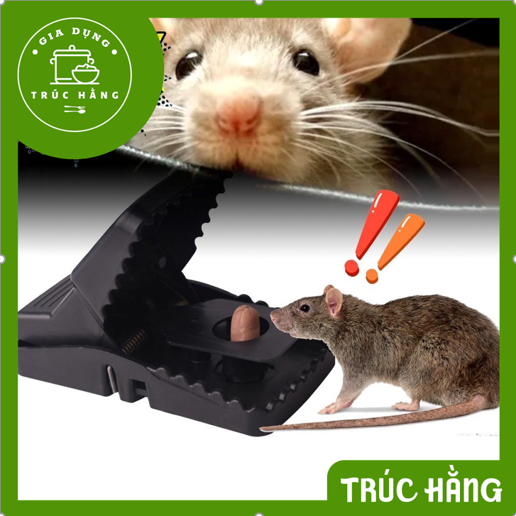 Dụng cụ bẫy chuột có kèm lò xo có tính đàn hồi nhạy cao dễ dàng bắt chuột - Bẫy chuột thông minh bằng nhựa màu đen
