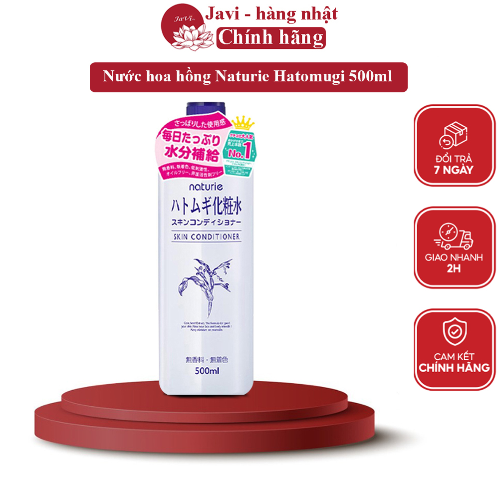 Nước hoa hồng dưỡng ẩm làm sáng da Naturie Hatomugi 500ml Nhật Bản