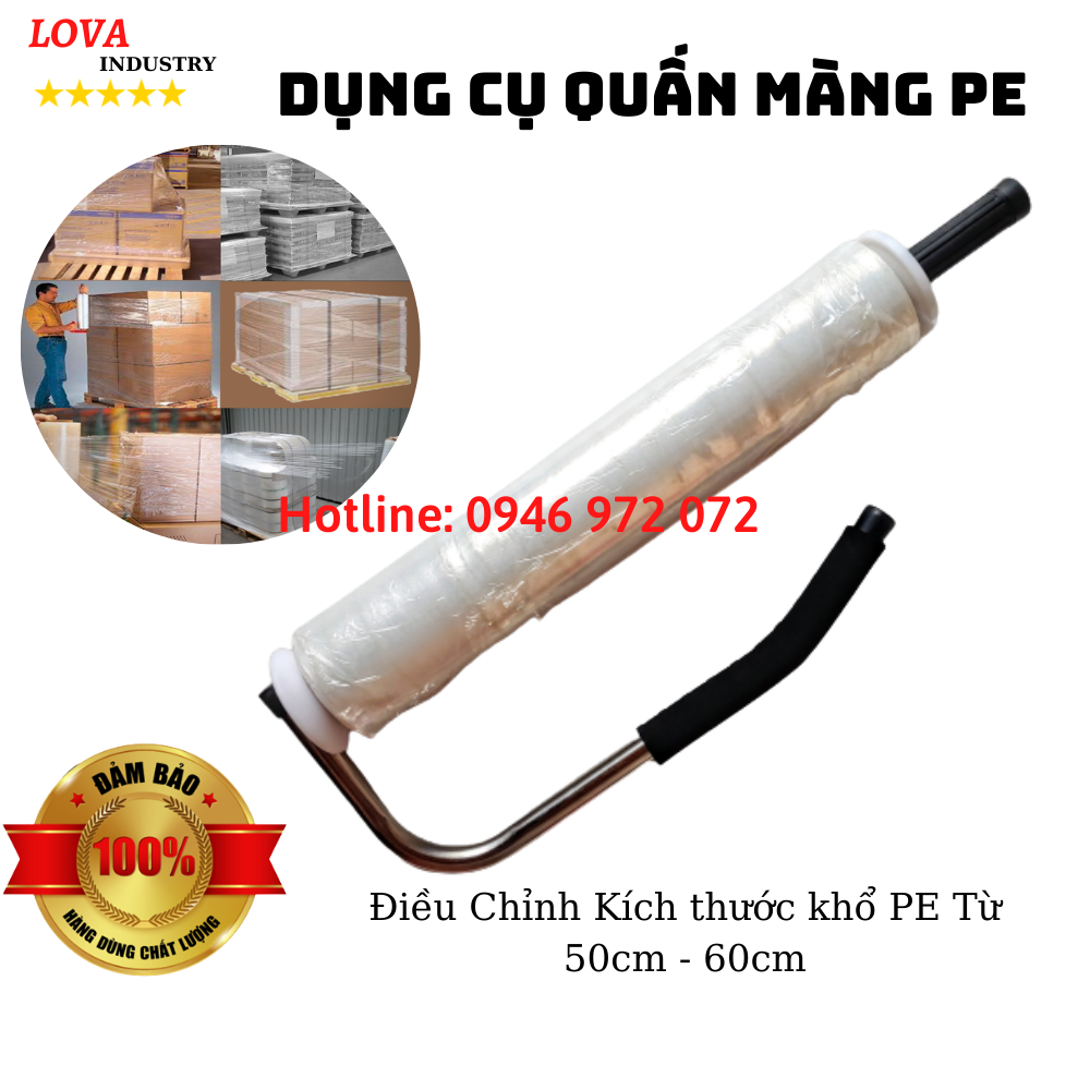 Dụng Cụ Quấn Màng PE Inox Cầm Tay Tiện Lợi Sử Dụng Cho khổ PE từ 50cm - 60cm