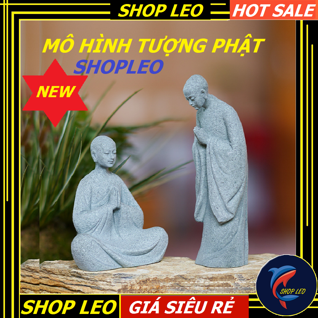 Tượng phật trang trí hồ cá - tăng nhân bái phật - set up bể bán cạn- thủy sinh, non bộ, trang trí nhà cửa - shopleo