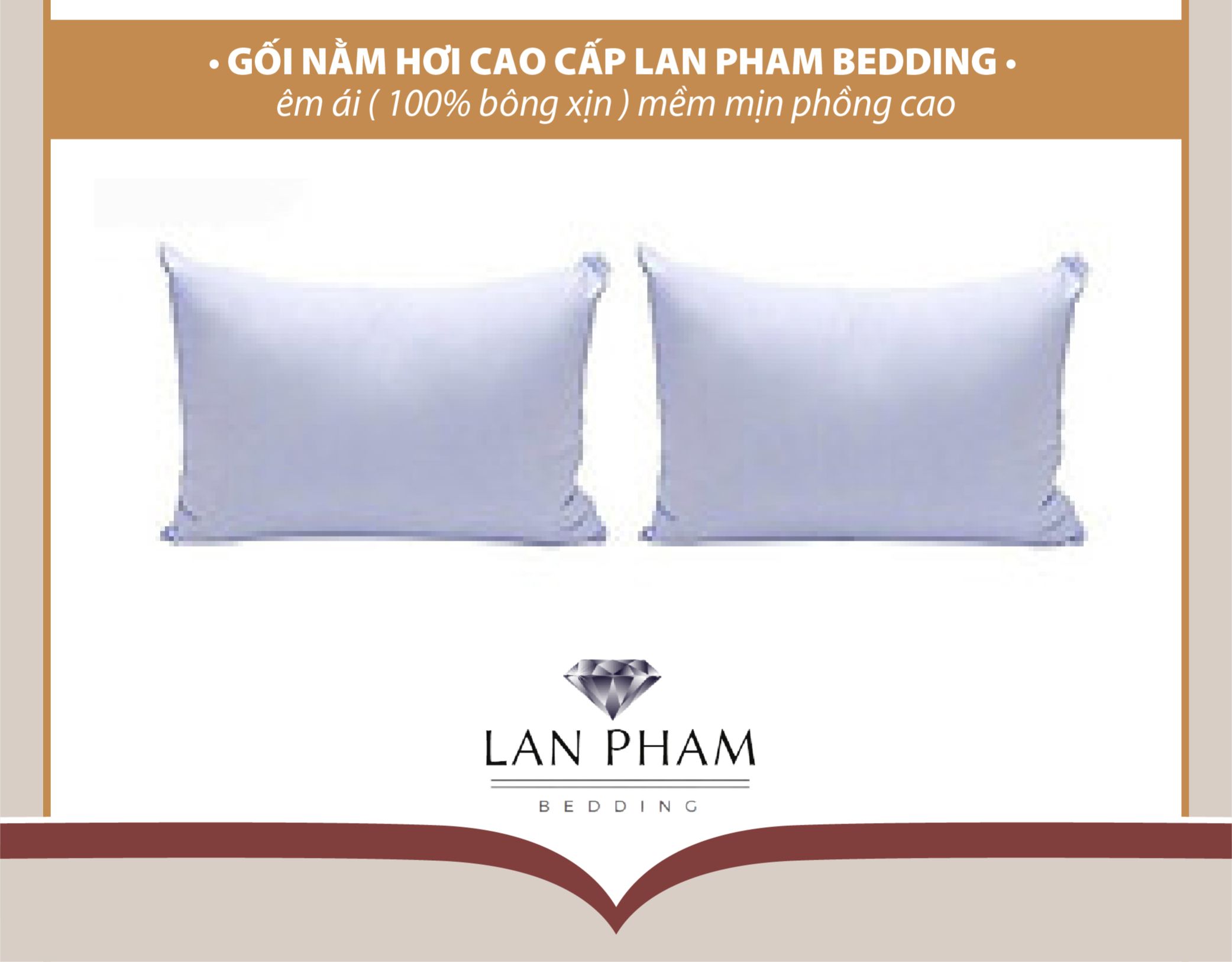 [ĐỘC QUYỀN] Gối Gòn Nằm Hơi 100% Sợi Polyester  Êm Ái, Mềm Mại Lan Phạm Bedding