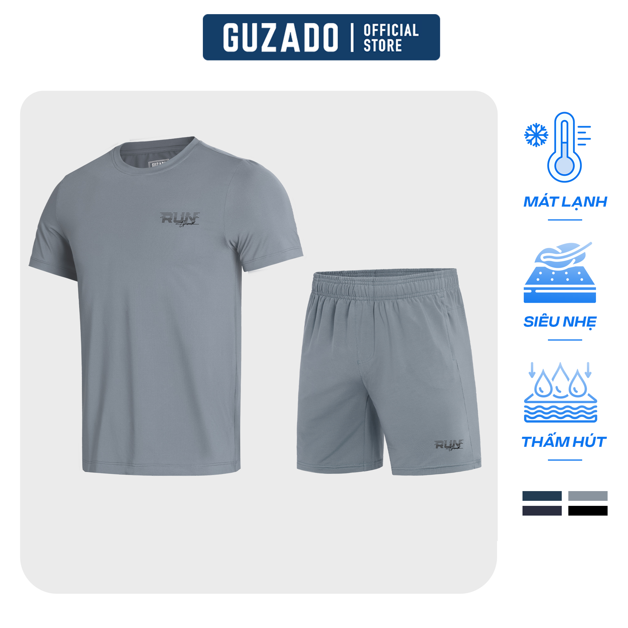 [MỚI] Bộ Quần Áo Nam GUZADO Bộ Thể Thao Chất Thun Lạnh, Thông Hơi Thoáng Khí, 4 Màu Trẻ Trung Năng Động GBT03