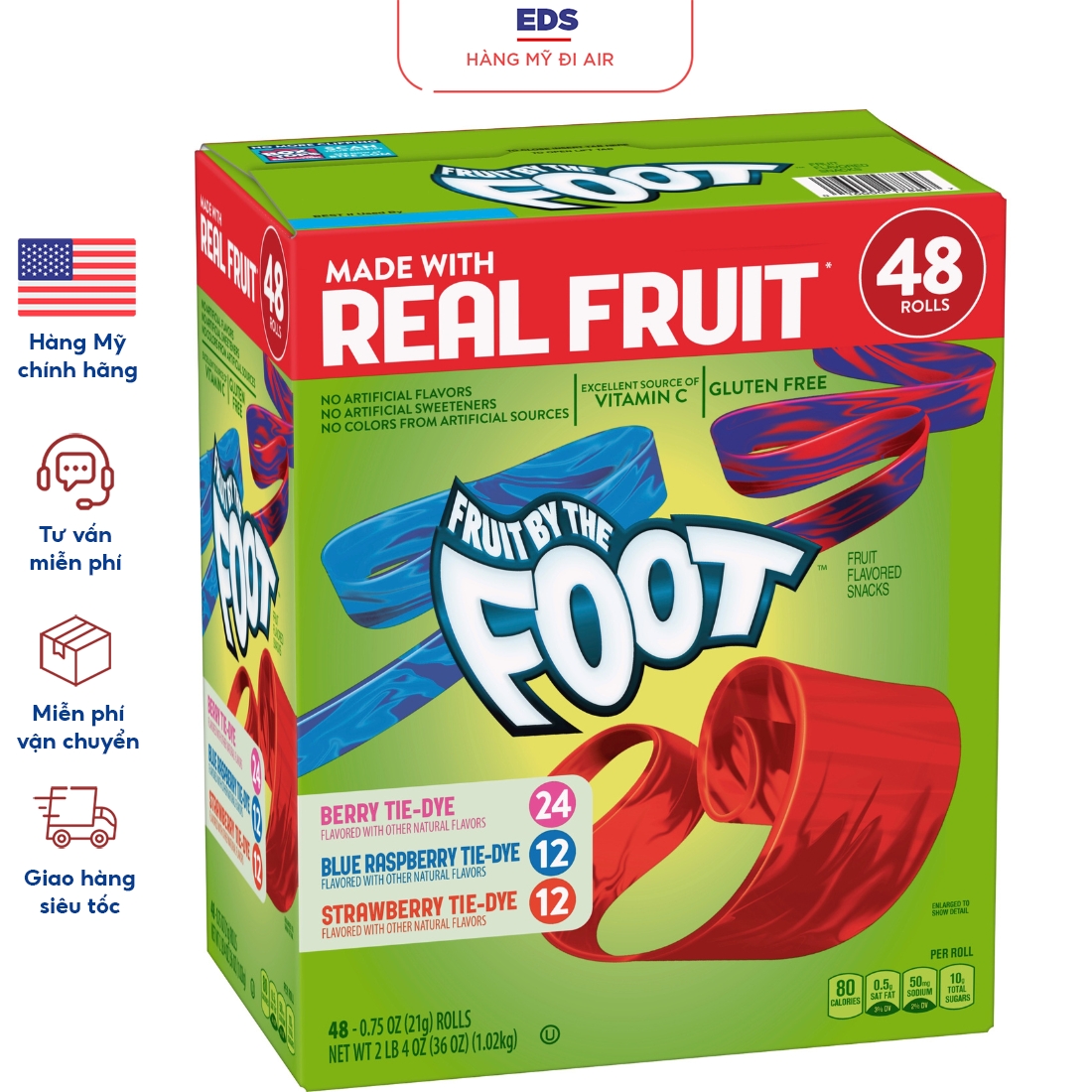 Kẹo dẻo cuộn từ nước trái cây date 2025 fruit by the foot - eds hàng mỹ