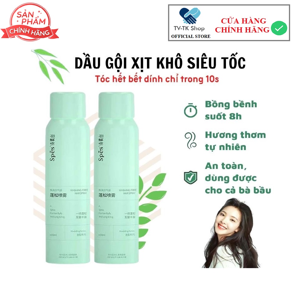 Dầu gội khô dạng xịt spes - dầu gội đầu khô nữ không bết dính phồng tóc - mẫu mới