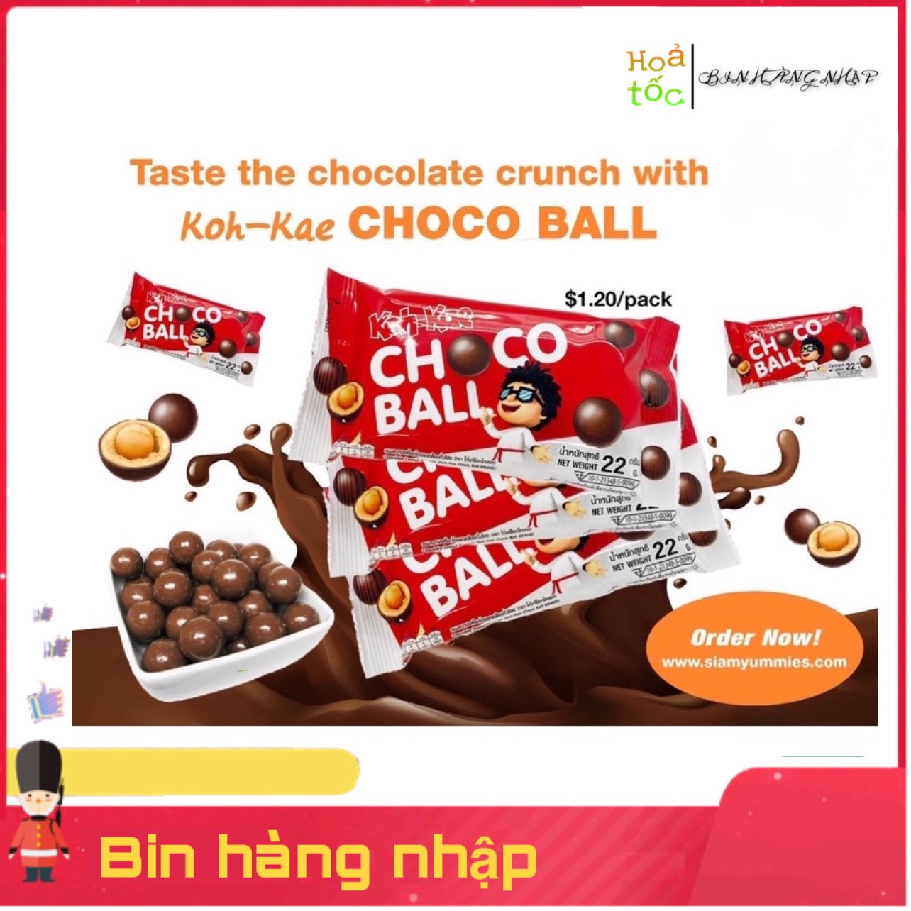 1 Gói đậu phộng phủ chocolate Chocoball Koh Kae Thái Lan