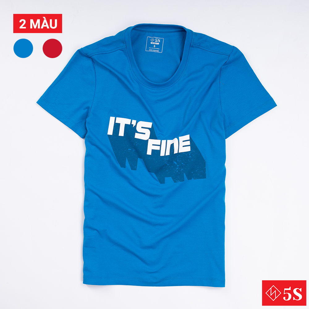Áo Thun Nam Cổ Tròn 5S (2 Màu) Thiết Kế In Chữ Cách Điệu, Trẻ Trung, Năng Động (APK0310S1)