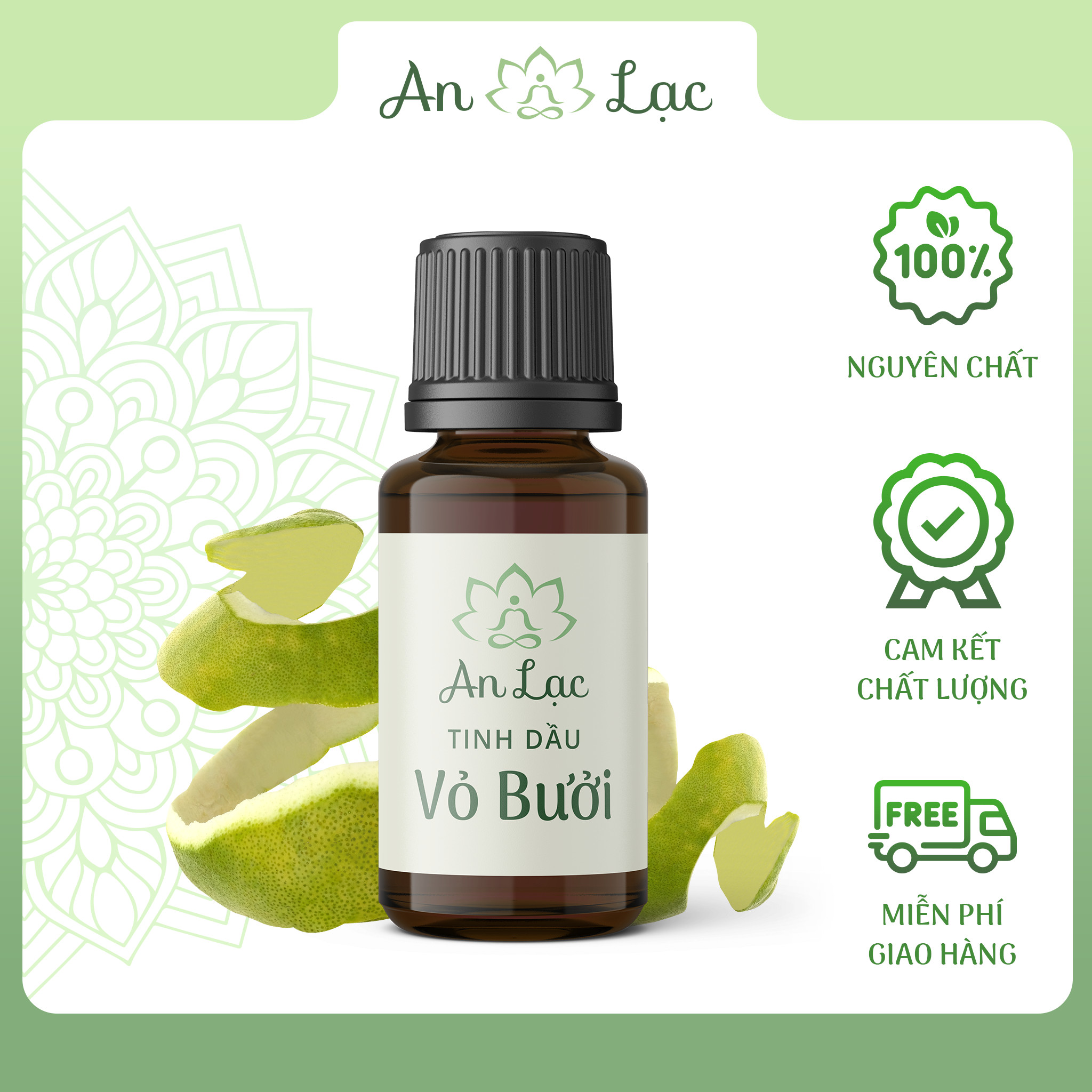 Tinh dầu vỏ bưởi, Tinh dầu thơm phòng, xông mặt, mũi, massage body sả java, vỏ bưởi, tràm gió, bạc hà, tràm trà, gỗ thông, vỏ quế - An Lạc