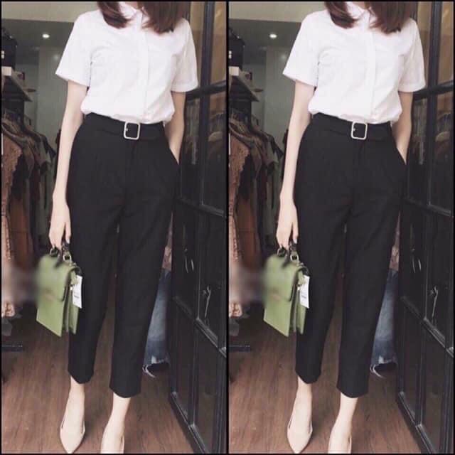 (ẢNH THẬT) Quần baggy vải đai mặt vuông chất chun sạn dày dặn, nhím xù 1001