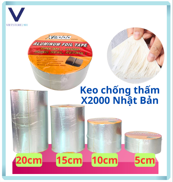 Băng keo chống thấm, Băng dán bê tông X2000, cách nhiệt siêu dinh dán trên các bề mặt như gỗ, kính, nhựa, tôn, sắt, bê tông